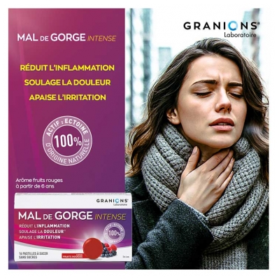 Granions Mal de Gorge Intense 16 Pastilles à Sucer