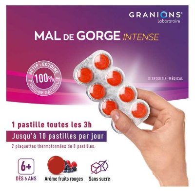 Granions Mal de Gorge Intense 16 Pastilles à Sucer