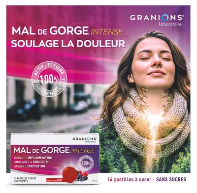 Granions Mal de Gorge Intense 16 Pastilles à Sucer