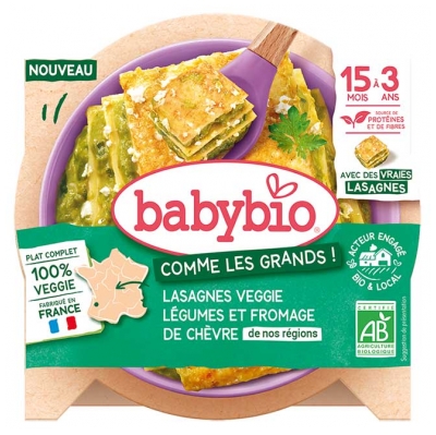 Babybio Lasagnes Veggie Fromage de Chèvre et Légumes 15 Mois à 3 Ans Bio 200 g