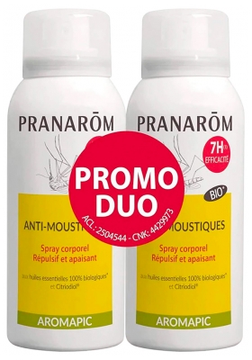 Pranarôm Aromapic Spray Corporel Anti-Moustiques Bio Duo 2x75 ml 