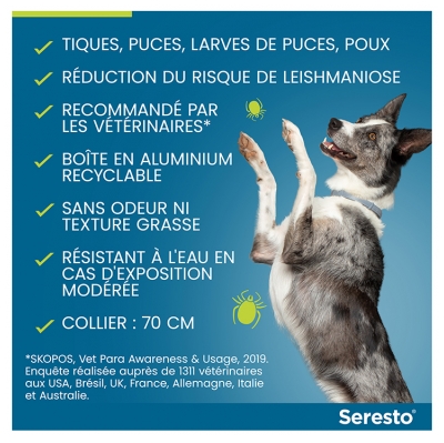Seresto Collier Grands Chiens Anti-Puces et Anti-Tiques 8 kg et Plus