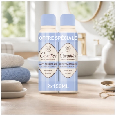 Cavaillès Anti-Traces 48H Anti-Transpirant Spray Lot de 2 x 150 ml