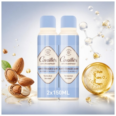 Cavaillès Anti-Traces 48H Anti-Transpirant Spray Lot de 2 x 150 ml