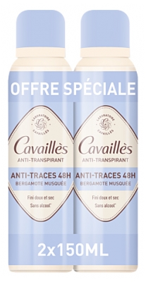 Cavaillès Anti-Traces 48H Anti-Transpirant Spray Lot de 2 x 150 ml
