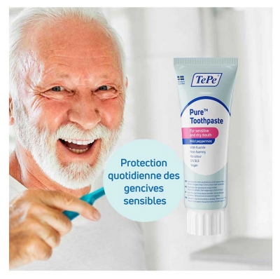 TePe Pure Dentifrice Menthe Douce Bouche Sèche et Sensible 75 ml
