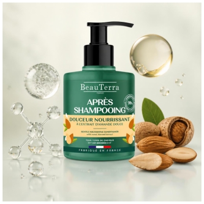 BeauTerra Après-Shampoing Douceur Nourrissant à l'Extrait d'Amande Douce 500 ml