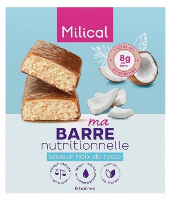 Barres hyperprotéinées Noix de Coco - Minceur et Gourmandise, 6 barres (à consommer de préférence avant le 19/07/2026)