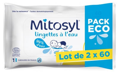 Mitosyl Lingettes à L'eau - 2 Sachets de 60