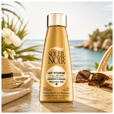Soleil Noir Lait Vitaminé 4 Pailleté or Sublimateur de Bronzage