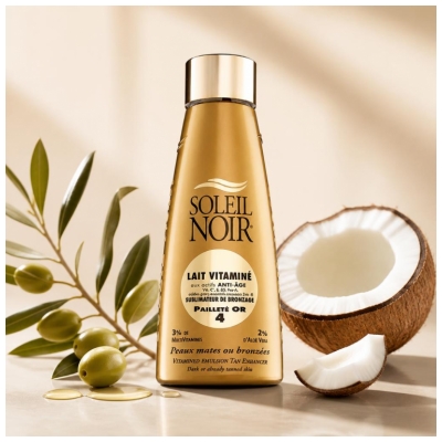 Soleil Noir Lait Vitaminé 4 Pailleté or Sublimateur de Bronzage