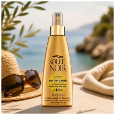 Soleil Noir Spray Huile Sèche Vitaminée 15 Protection Moyenne