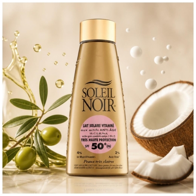 Soleil Noir Lait Solaire Vitaminé 50+ Très Haute Protection