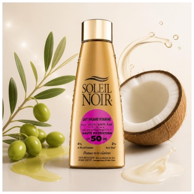 Soleil Noir Lait Solaire Vitaminé 50 Haute Protection