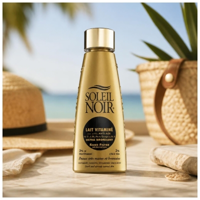 Soleil Noir Lait Vitaminé Ultra Bronzant Sans Filtre Peaux Très Mates et Bronzées 150 ml
