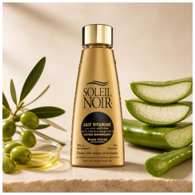 Soleil Noir Lait Vitaminé Ultra Bronzant Sans Filtre Peaux Très Mates et Bronzées 150 ml