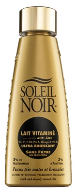 Soleil Noir Lait Vitaminé Ultra Bronzant Sans Filtre Peaux Très Mates et Bronzées 150 ml