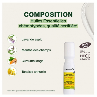 Pranarôm Aromapic Roller Après-Piqûres Gel Apaisant Effet Froid Bio 15 ml