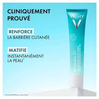 Vichy Minéral 89 Gel Sorbet Mat Hydratation Sans Parfum 48H 40 ml