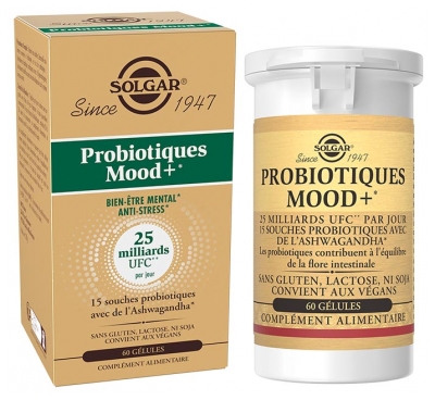 Solgar Probiotiques Mood+ Bien Être Mental Ant-Stress 25 Milliards UFC 60 Gélules