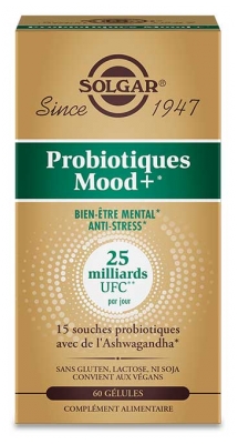Solgar Probiotiques Mood+ Bien Être Mental Ant-Stress 25 Milliards UFC 60 Gélules