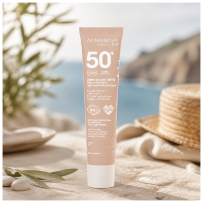Alphanova Sun Crème Solaire Teinté Dorée Visage SPF50+ Bio 40 g