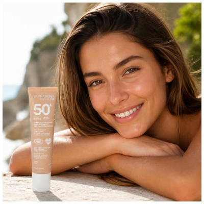 Alphanova Sun Crème Solaire Teinté Dorée Visage SPF50+ Bio 40 g