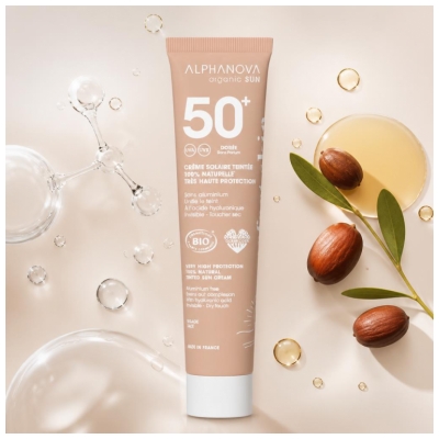 Alphanova Sun Crème Solaire Teinté Dorée Visage SPF50+ Bio 40 g