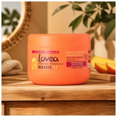 Lovea Hair Food Masque Boucles 3en1 au Beurre de Mangue & Acide Aminé 390 ml