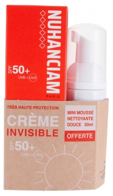 Nuhanciam Crème Solaire Invisible SPF50+ 50 ml + Mousse Nettoyante Démaquillante Douce 50 ml Offerte