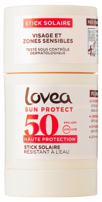 Lovea Stick Solaire Zones Sensibles et Visage Monoï de Tahiti Haute Protection SPF50 40 g