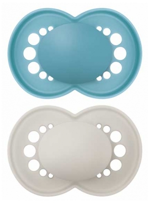 MAM 2 Sucettes Original Tendance Dès 6 Mois - Couleur : Bleu et Gris