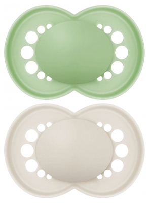 MAM 2 Sucettes Original Tendance Dès 6 Mois - Couleur : Vert et Gris