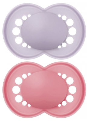 MAM 2 Sucettes Original Tendance Dès 6 Mois - Couleur : Mauve et Rose