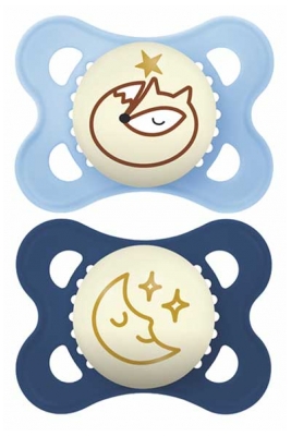 Sucettes Tommee Tippee Night Time Glow 0-6 Mois - Modèle : Renard et Lune