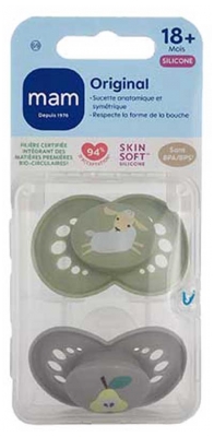 MAM Sucette Original Nature - 18+ Mois - Silicone X2 - Modèle : Mouton et Poire