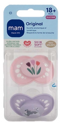 MAM Sucette Original Nature - 18+ Mois - Silicone X2 - Modèle : Fleurs et Chat