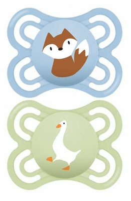 Sucettes Bébé MAM Perfect 2-6 Mois - Lot de 2 - Modèle : Renard et Oie