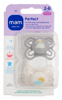 Sucettes Bébé MAM Perfect 2-6 Mois - Lot de 2
