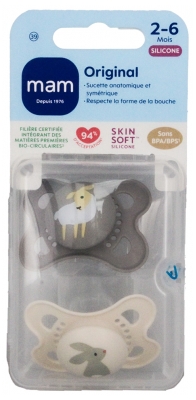MAM 2 Sucettes Original Nature 2 à 6 Mois - Modèle : Mouton et Lapin