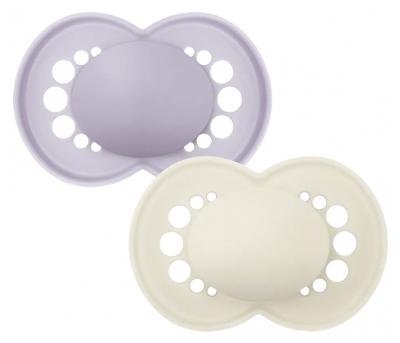 MAM 2 Sucettes Original Tendance Dès 18 Mois - Couleur : Mauve et Beige