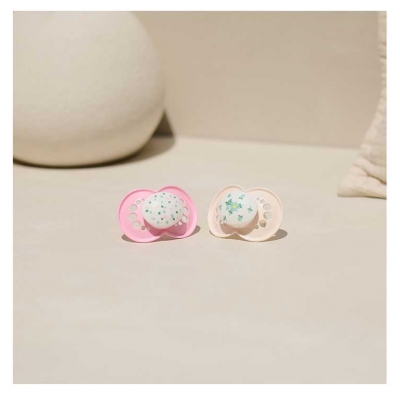 MAM 2 Sucettes Original Classique Dès 6 Mois - Modèle : Pois Rose et Fleurs Beige