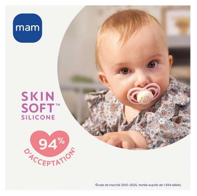 MAM Sucette Perfect Nuit - 2-6 Mois - Silicone - X2