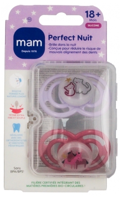 MAM 2 Sucettes Perfect Nuit Animaux Dès 18 Mois