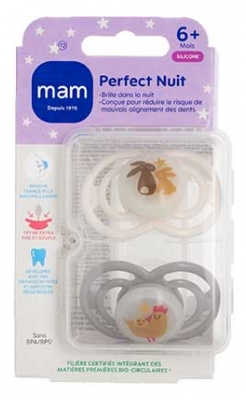 MAM 2 Sucettes Perfect Nuit 6 Mois et +