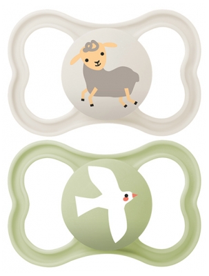 MAM Sucette Suprême - 18+ Mois - Silicone - X2 - Modèle : Mouton et Oiseau