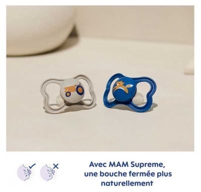 Sucettes MAM Perfect Night 18 mois et plus - Lot de 2 - Couleur : Tigre et Étoiles Bleus