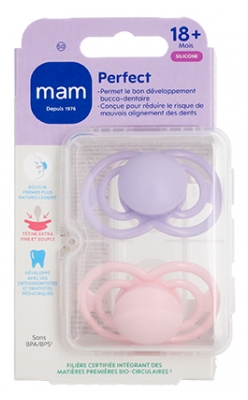 Sucettes Perfect Tendance 18 Mois et + - MAM Alternatif - Couleur : Mauve et Rose