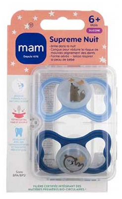 MAM Sucette Suprême Nuit - 6+ Mois - Silicone - X2