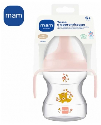 MAM Comme un Grand Tasse Avec Anses 190 ml Dès 6 Mois - Couleur : Rose Tigre